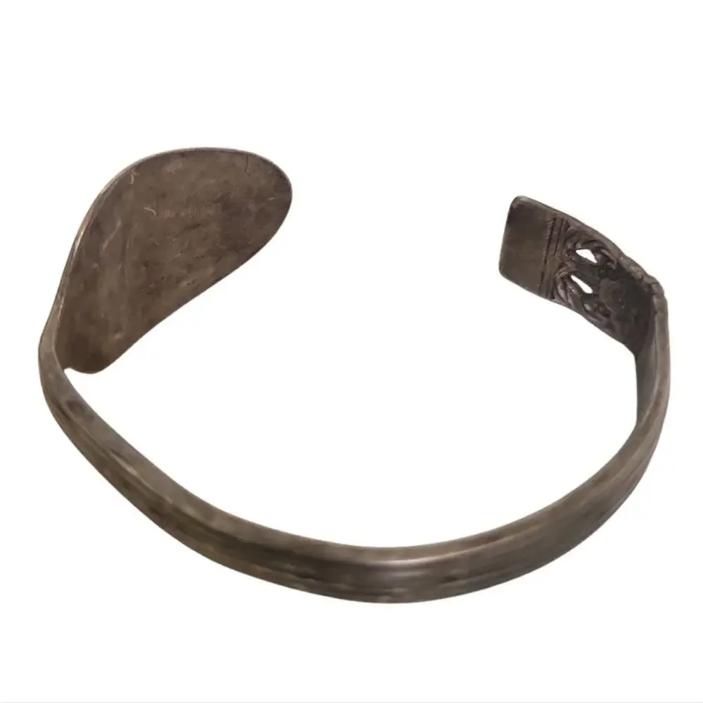 Handcrafted Silver Plated Floral Cuff Spoon Bracelet